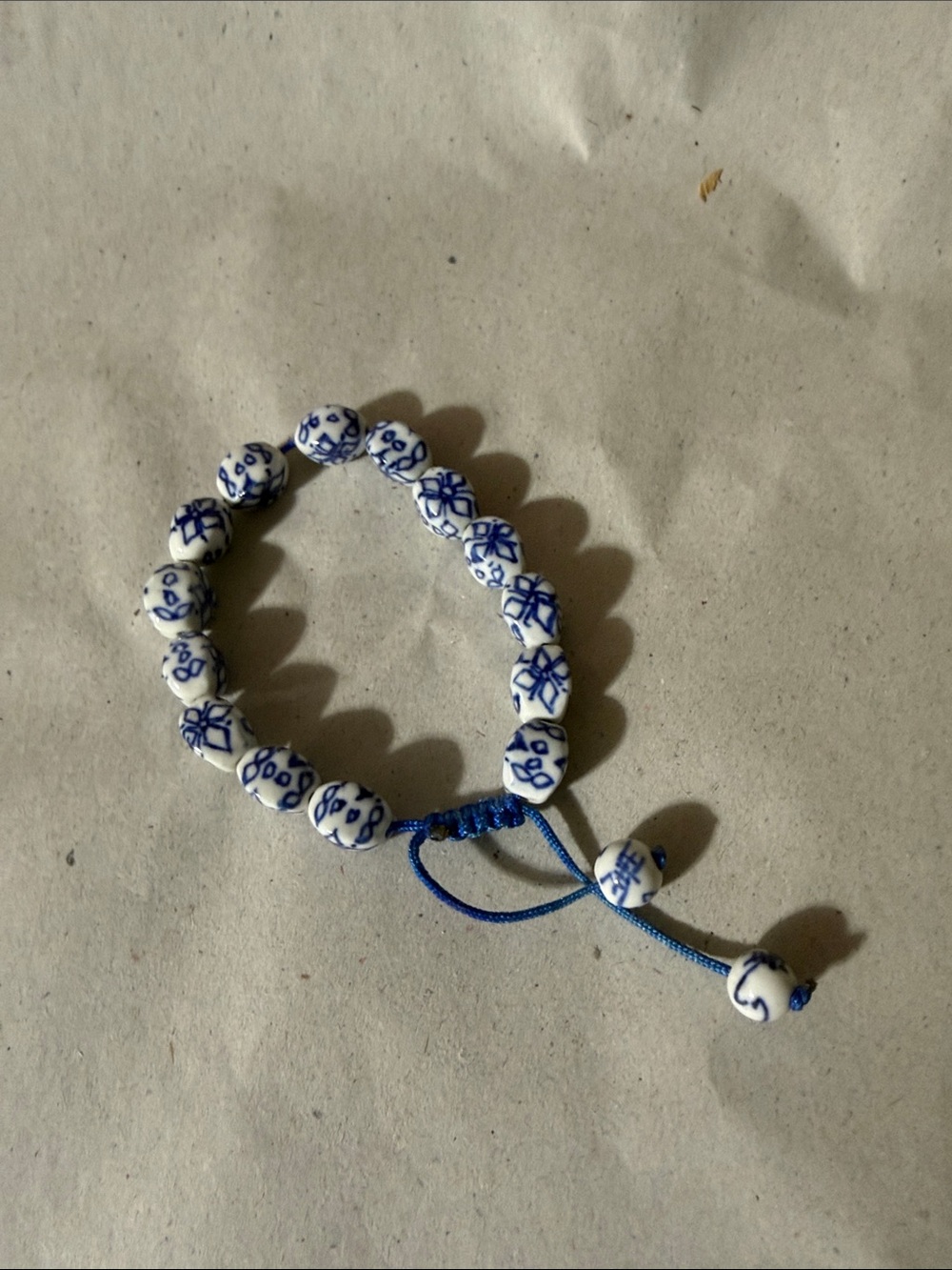 Blue and White Porcelain Bead Bracelet